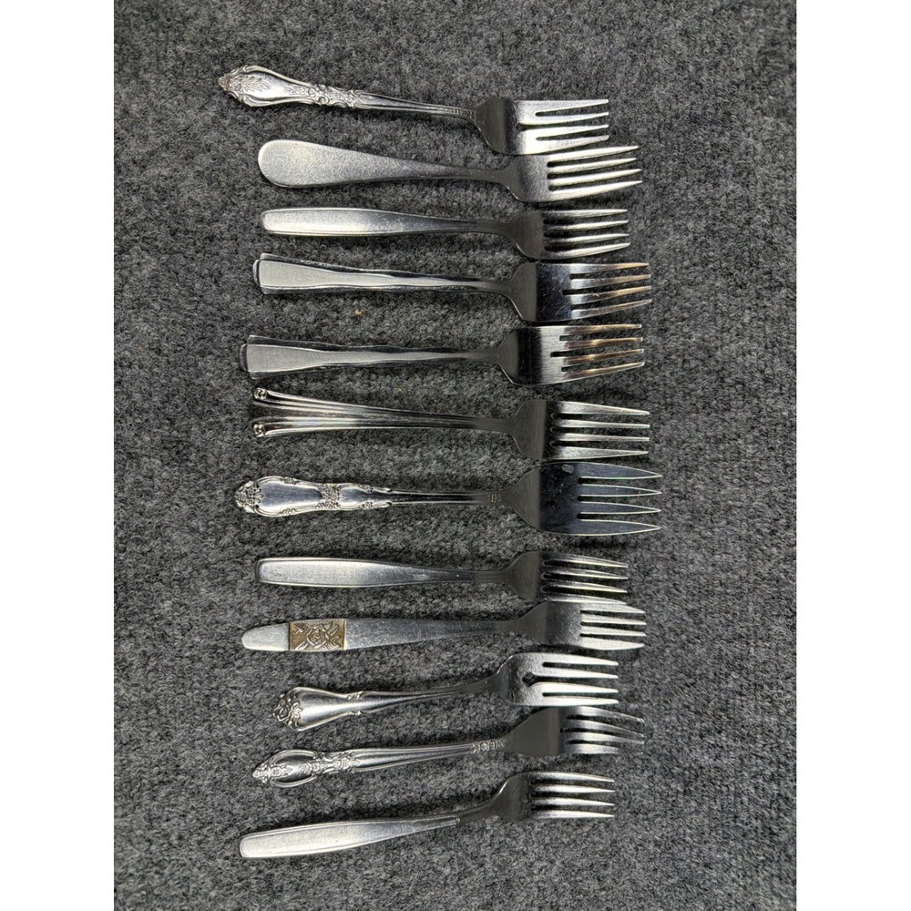 Mixed Lot 12 Stainless Steel Forks Mismatched Flatware Dinner Salad‎ Silverware